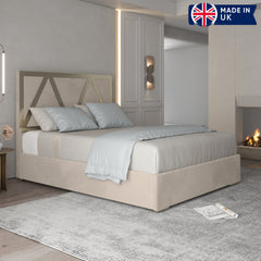 Aero Upholstered Soft Velvet Metal Bed Frame