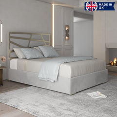 Aria Upholstered Soft Velvet Metal Bed Frame