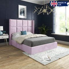 Clover Straight Winged Upholstered Soft Velvet Bed Frame