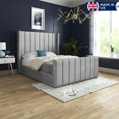 Joram Straight Winged Upholstered Soft Velvet Bed Frame