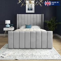 Joram Straight Winged Upholstered Soft Velvet Bed Frame