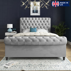 Nashburg Sleigh Upholstered Soft Velvet Bed Frame