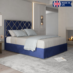 Raees Upholstered Soft Velvet Metal Bed Frame