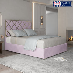 Raees Upholstered Soft Velvet Metal Bed Frame